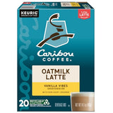 Caribou Coffee Vanilla Vibes Oatmilk Latte, One Step Latte Single Serve Keurig K-Cup Pods, 20-Count Box