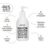 Compagnie de Provence Savon de Marseille Liquid Soap - White Tea - 10 Fl Oz Glass Pump Bottle