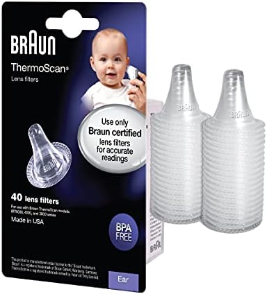 Braun ThermoScan Lens Filters for Ear Thermometer, Disposable Covers, Clear, 40 Count, FSA and HSA Eligible