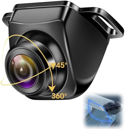 Backup Camera 【180°Wide Angle】 AHD 1080P Back up Camera for Cars with Clear Night Vision 360° Rotatable Front/Side/Rear View Camera IP69K Waterproof Reverse Camera Fisheye Lens No-drillling Install