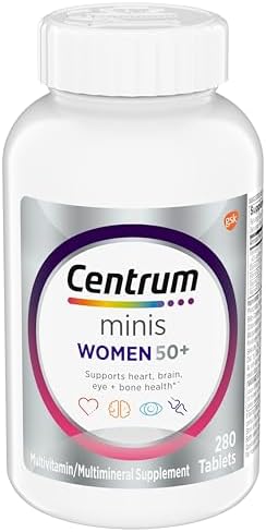 Centrum Minis Silver Women's Multivitamin for Women 50 Plus, Multimineral Supplement with Vitamin D3, B Vitamins, Non-GMO Ingredients, Supports Memory and Cognition in Older Adults - 280 Ct