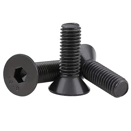 M12-1.75 x 70mm Flat Head Socket Cap Screws, 10.9 Grade Alloy Steel,DIN 7991,Allen Socket Drive, Black Oxide Finish, Machine Thread, Countersunk Bolts,Fully Thread Quantity 4