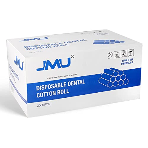 JMU Dental Cotton Rolls #2 2000 Pcs, 1.5'' Rolled Cotton Non-Sterile High Absorbent Cotton Rolls Nosebleed Stopper (Box of 2000)
