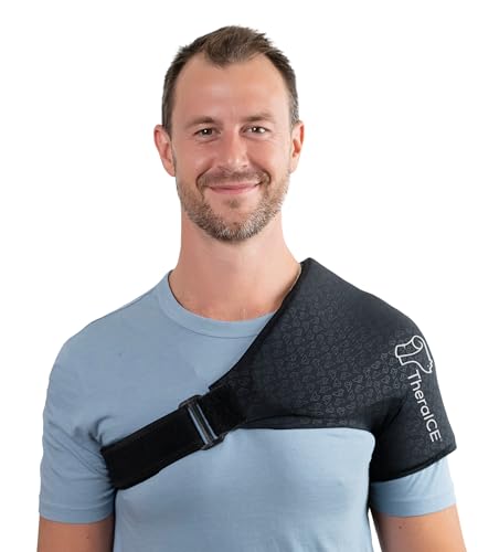 TheraICE Shoulder Ice Pack Wrap, Reusable Ice Pack for Rotator Cuff & Shoulder Pain Relief Cold Therapy Compression Sleeve, FocusZone Technology Provides Extra Cooling for Targeted Pain Relief