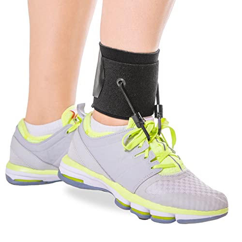 BraceAbility AFO Foot Drop Brace - Adjustable Soft Ankle Foot Orthosis Drop Foot Brace for Men and Women, Walking with Shoes, Toe Lifter Support, Dorsiflexion Assist Brace Fits Left or Right (S/M)