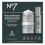 No7 Future Renew Damage Reversal Skincare System Kit - Face Serum (10ml), SPF 25 Day Cream (50ml) & Night Cream (50ml) - Reverse Visible Signs of Skin Damage - 3-Piece Set