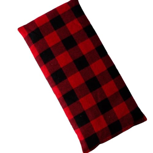 Microwavable Heating Pads & Ice Packs - Flaxseed and Herb Heat Pillows, Reusable Therapy Bags for Pain Relief, Lavender, Peppermint or Chamomile, 6" x 12" (Buffalo Plaid, Lavender)