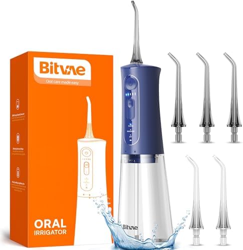 Bitvae Water Dental Flosser for Teeth Cleaning, Powerful Water Teeth Cleaner Picks, 3 Modes 5 Intensities, IPX7 Waterproof Oral Irrigator, USB Rechargeable Water Dental Picks - Midnight Blue