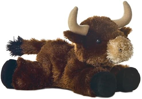 Aurora® Adorable Mini Flopsie™ Brown Toro Stuffed Animal - Playful Ease - Timeless Companions - Brown 8 Inches