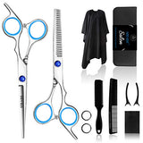 Hair Cutting Scissors Set 6 inches, Sapphire Professional Stainless Steel Reinforced Barber/Salon Shears for Hairdressing, Thinning, With Flat Shears, Teeth Shear, Comb,Salon Cape,Hair Clip