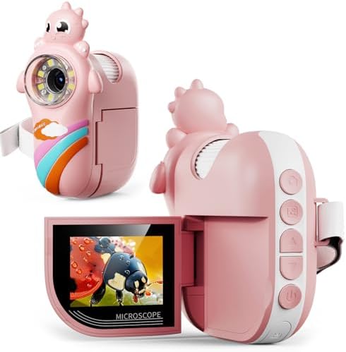 Microscope for Kids - 1080P Handheld Digital Microscope,Portable Pocket 500X with 8 LED Lights, 2'' LCD Screen,Educational Science Christmas Birthday Gifts for Age 3 4 5 6 7 8 Girls Boys Pink