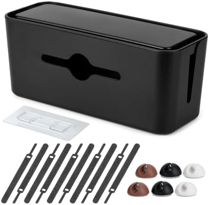 Bates- Cable Management Box, Large, Cable Organizer Box, Cord Organizer Box, Cable Box Organizer, Cord Management Box, Cord Hider Box, Cord Box for Wires on Floor, Power Strip Cover Box Baby Proof