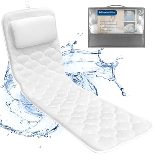 Full Body Bath Pillow, Spa Bath Pillows for Tub Neck and Back Support, Luxury Bath Tub Pillow with Laundry Bag, Bathtub Accessories for Women Relaxing