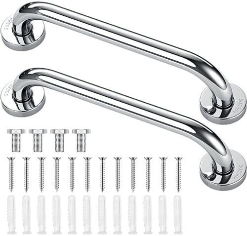 Blulu 2 Set Shower Grab Bar Stainless Steel Bathroom Grab Bar Handle Anti Slip Heavy Duty Bathtub Handle Support Balance Hand Rails for Bathroom Elderly Handicap Senior Pregnant (20 Inch)