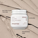 innisfree Super Volcanic Pore Clay Mask, Korean Pore Clearing Clay Mask with Volcanic Clusters and AHA