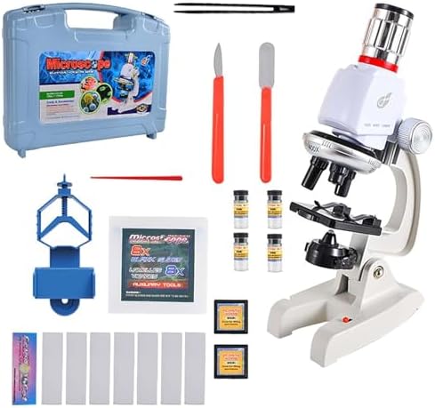 Little World Microscope for Kids, 100x - 1200x Kids Microscope Beginner Microscope Kit, LED Light with Phone Stand, Science Kits for Kids STEM Gift toys for age 5-7 8-13