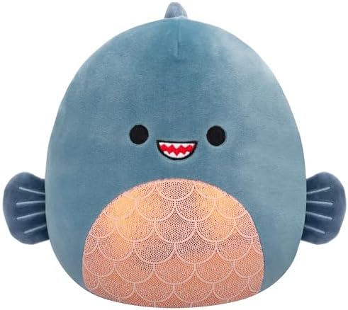 Squishmallows Original 8-Inch Kurtz Grey Teal Piranha - Official Jazwares Plush (Little)