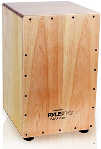 Pyle Jam Wooden Cajon, Handcraft Compact and Lightweight Percussion Box with Internal Guitar Strings, Rubber Capped Feet, Suitable for All Ages, (PCJD18)