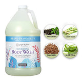 Ginger Lily Farms Botanicals Nourishing Body Wash, Island Tranquility, 100% Vegan & Cruelty-Free, Green Tea Lemongrass Scent, 1 Gallon Refill (Pack of 4)