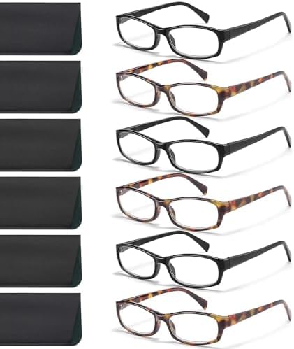 Gaoye Reading Glasses for Men, 6 pack Fashion Readers for Men Women Spring Hinge Eye Glasses, Blue Light Reading Glasses (*C2 Mix Color, 4.00)