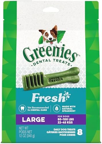 Greenies Large Natural Dental Care Dog Treats Fresh Flavor, 12 oz. Pack (8 Treats)