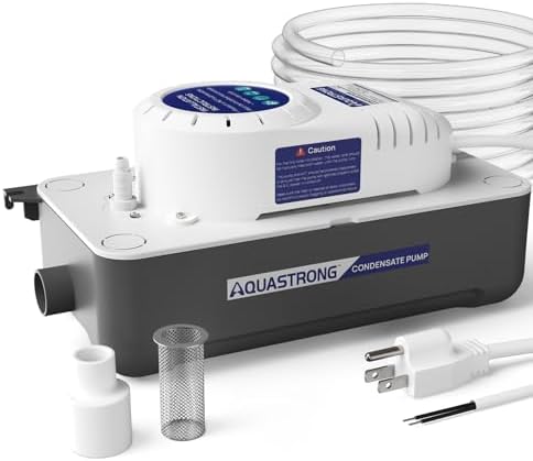 Aquastrong 1/38 HP 85 GPH HVAC Condensate Pump, 115V/230V, AC Condensation Remove Pump with Automatic Safety Switch & 19.7ft Tubing for Air Conditioner, Furnace, Dehumidifier,Ice Maker,Water Drain