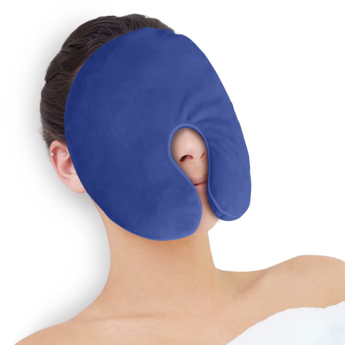 Heating Pad Sinus Relief Mask Moist Heat Face Eye Mask Microwavable, Warm Compress for Sinus Pressure Relief, Migraine, Tension Headache Relief - Blue