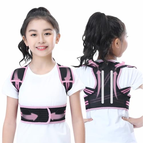 Posture Corrector For Kids - Back Brace Posture Corrector - Spine Corrector, Adjustable Upper Back Posture Brace, Prvent Children Humpback (Pink, M)