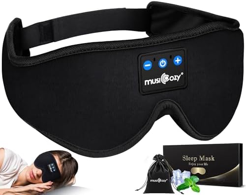 MUSICOZY Sleep Headphones, Bluetooth 5.4 Sleep Mask Headband Headphones Sleeping Eye Mask, Wireless Music Earbuds Earphones with HD Headphones Ultra-Thin Stereo Speakers for Side Sleepers Men Women
