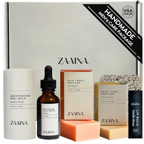 Men's Self Care Package - Men's Luxury Body Self Care Kit, Spa Gift Basket, Christmas Gifts for Men, Men's Skin Care Routine Kit- Travel Size Toiletries, Men's Care Package, , At Home Spa Kit for Men - by ZAAINA