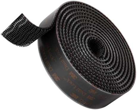 3M Dual Lock SJ3550 1"×4ft Black 1 Pack Reclosable Fastener Mounting Tape Interlocking Mushroom Shaped Strong Adhesive Hook Lock Sticy Tape for Indoor and Outdoor(DB25120)