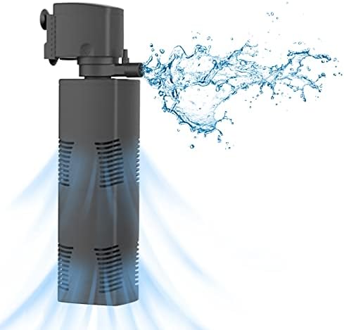 TARARIUM Fish Tank Filter Small Pond Filter for 100-200 Gal. Tank Crystal 420GPH Biochemical Filtration Powerful Submersible Water Pump Large Aquarium Accessories Air Supply