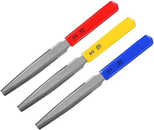 Tarpop 3 Pieces Tapered Guitar Nut Files Nut Slotting Files Set Double Edge Fret File Electric Guitar Fret Tools Fret Crowning Files for Bass (Guitar)