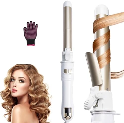 Rotating Curling Iron 28mm/1.1 inch Professional Automatic Wave Hair Curling Wand Fast Heating Hair Curlers for Long/Middle/Short All Hair (White)