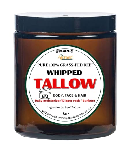 Whipped Tallow Cream - Pure Grass-Fed Beef Moisturizer for Face, Body butter, Hands - Handmade Tallow balm, Small Batches for Dry Skin, Organic Beef Tallow, for All Hair Types (Lavender Vanilla, 8oz)