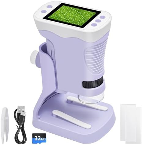 Mini 3-in-1 Pocket Microscope with Camera & Telescope, 32GB SD Card, 2.4" IPS HD Screen, Handheld Digital Microscope for Kids, Educational Science Kit, Christmas Birthday Gift for Boys Girls Ages 3-9