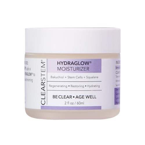 CLEARSTEM - HYDRAGLOW Stem Cell Moisturizer - Bakuchiol + Squalene - Youthful Skin Face Moisturizer - All Skin Types - Facial Skin Care Products - Vegan, Gluten Free, Cruelty Free - 2 fl oz / 60ml