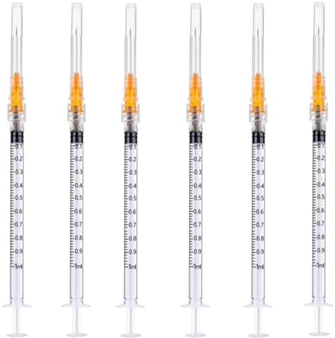 100 Pack 1ml 25 Gauge 5/8 Inch, for Scientific Labs, Industrial Dispensing and Liquid Measuring Supplies, Individually Sealed Packaging