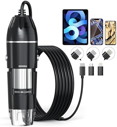 USB Digital Microscope, 50x-1600x Magnification Handheld, 1440P HD 8 LED Lights, Portable Microscope Compatible with iOS and Android Devices, 2MP Portable Microscope Camera for Adults, Kids