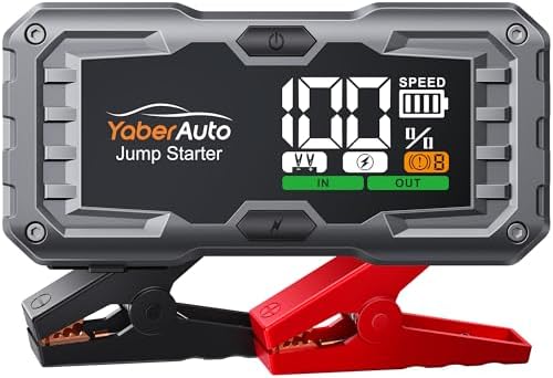 YaberAuto Car Battery Jump Starter 4000A Jump Box (10.0L Gas/9.0L Diesel) Portable Car Jump Starter Battery Pack, 12V Car Battery Jumper Starter Portable, Fast Charge, 160W DC, 4-Mode Lights