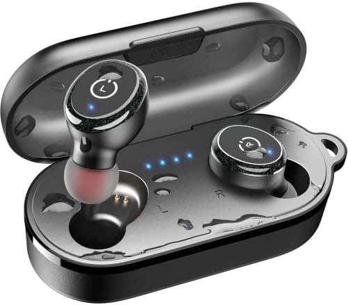 TOZO T10 Bluetooth 5.3 Wireless Earbuds with Wireless Charging Case IPX8 Waterproof Stereo Headphones in Ear Built in Mic Headset Premium Sound with Deep Bass for Sport Black (Renewed)