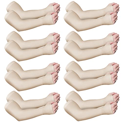 EURZOM 8 Pairs Elderly Skin Protector Sleeves Tear Bruise Protective Arm Sleeve for Arms Wrists Sensitive Thin Skin from Abrasions Tear Bruise Sun Exposure (Nude Color)