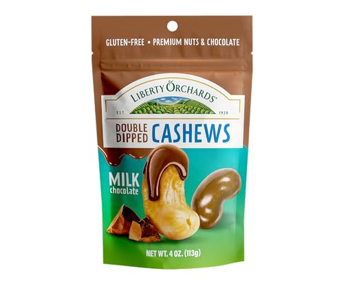 Liberty Orchards Double Dipped - Milk Chocolate Cashews, Gluten Free, Premium Crunchy Nuts & Creamy Rich Chocolates Delightful Treat