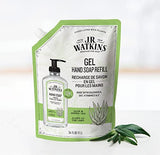 J.R. Watkins Gel Hand Soap Refill, Moisturizing Hand Wash, All Natural, Alcohol-Free, Cruelty-Free, USA Made, Aloe Green Tea, 34 Fl Oz, 3 Pack