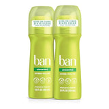 BAN Original Unscented 24-hour Invisible Antiperspirant, Roll-on Deodorant for Women and Men, Underarm Wetness Protection, with Odor-fighting Ingredients, 3.5 Fl Oz (Pack of 2)