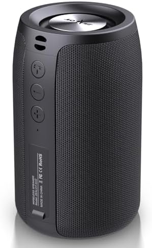 ZEALOT Portable Bluetooth Speakers, Wireless Speaker, S32 Samll Outdoor Speaker, Waterproof IPX5, Stereo Pairing/Bass/USB/MIC/TF Card/AUX for Home Outdoor Travel, Gift for Men, Kids -Black