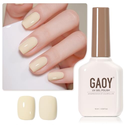 GAOY White Gel Nail Polish, 16ml Soak Off Gel Polish, UV Light Cure for Nail Art DIY Manicure at Home, 2076 Oat Milk