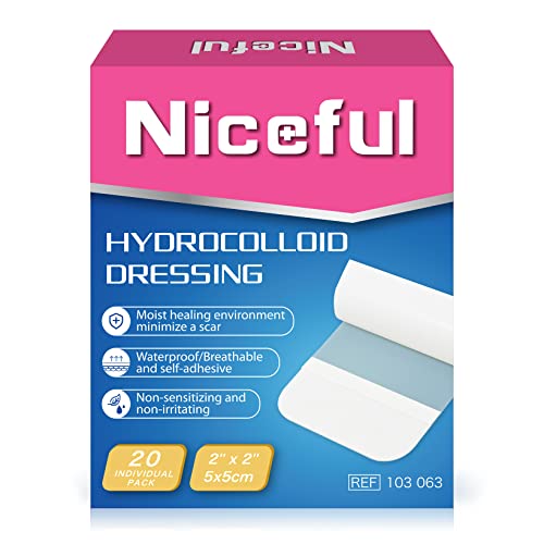 20 Packs Hydrocolloid Bandages 2x2, HSA FSA Eligible, Small Hydrocolloid Gel Bandages for Wounds, Wound Healing Bed Sore Bandages