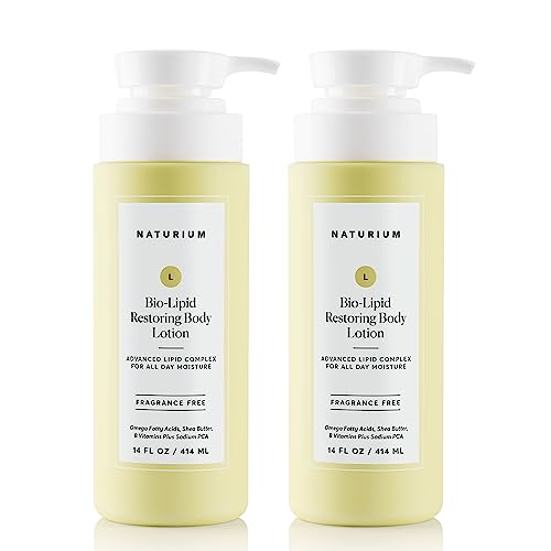Naturium Bio-Lipid Restoring Moisturizing Body Lotion with Shea Butter, Fragrance Free, 14 oz (2-Pack)
