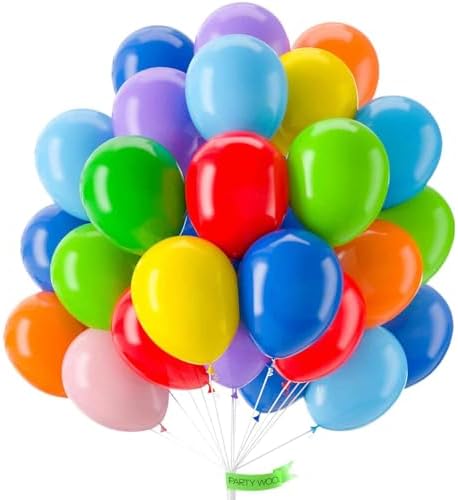 PartyWoo Balloons Assorted Colors, 50 pcs 12 Inch Rainbow Balloons, Latex Balloons for Balloon Garland Arch as Party Decorations, Birthday Decorations, Wedding Decorations, Baby Shower Decorations